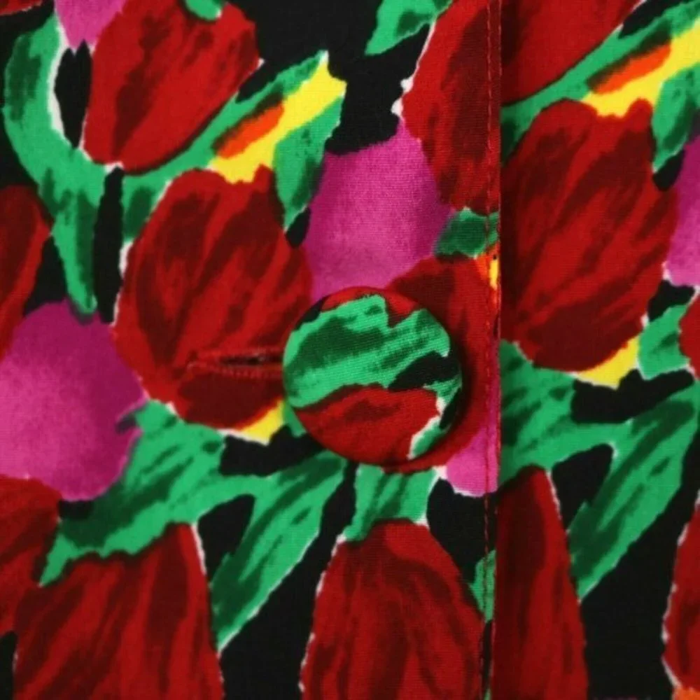 Vintage Victoria's Secret Gold Label Kimono Robe‎ Red Pink Green Floral M Medium